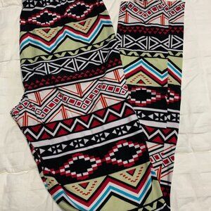 red and black aztec leggings